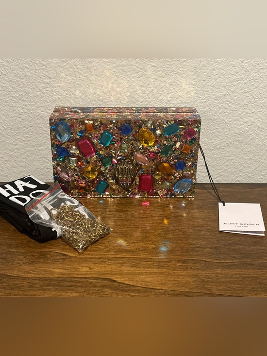 Kurt Geiger Handbags - Kurt Geiger Multicolor Jeweled Box Clutch with Crossbody Strap